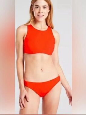 FINAL SALE Athleta Macrame High Neck Bikini Top Orange
